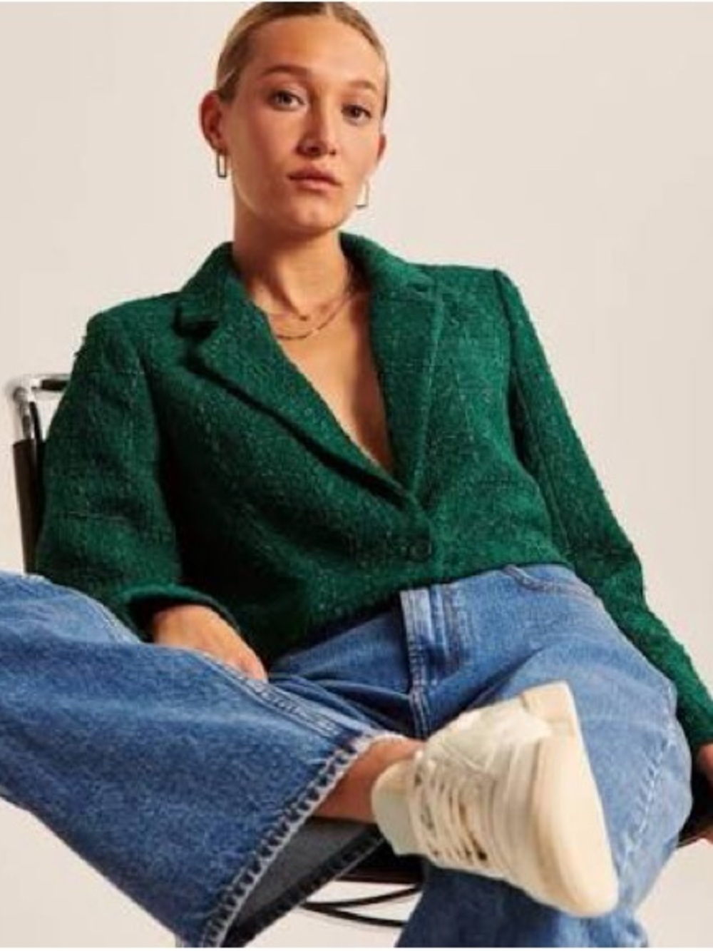 Abercrombie & Fitch Emerald Green Tweed Blazer